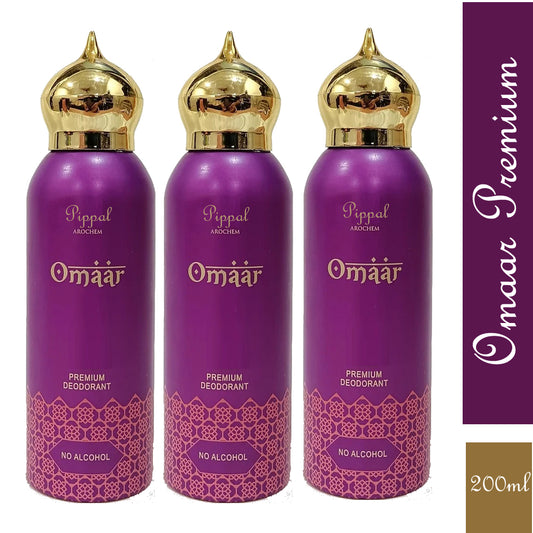 Omaar PREMIUM DEODORANT No Alcohol 200 Ml (Pack of 3)