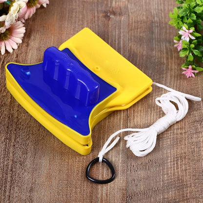 Easy Clean plastic magnetic double-faced glass wiper with strong magnets, designed for cleaning windows and glass surfaces.