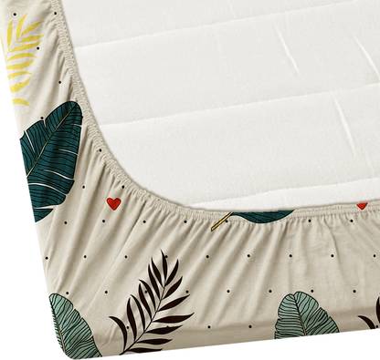 Soft 5899 bedsheet with floral pattern in pastel colors, shown spread on a bed for a cozy bedroom look.