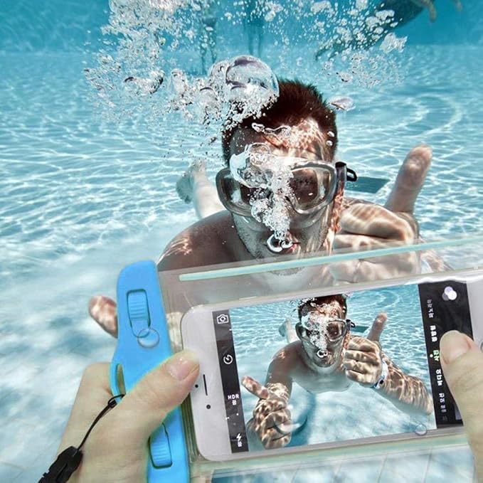 Waterproof smartphone case and camping bag cover from 18057, designed to protect phones during outdoor activities.