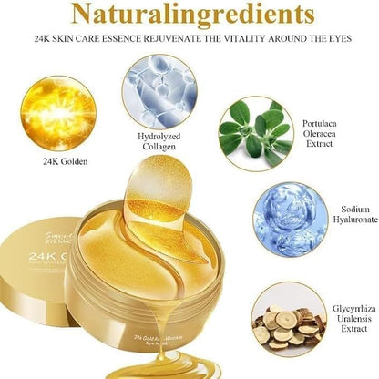 Gold Eye Patches Under Mask Pure Gold Collagen Dark Circles Remover Puffiness Reducer Wrinkle Repair
