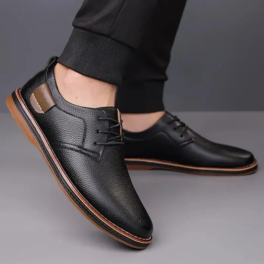 Black stylish men's casual shoes by 18894, featuring a sleek design and comfortable fit, perfect for everyday wear.
