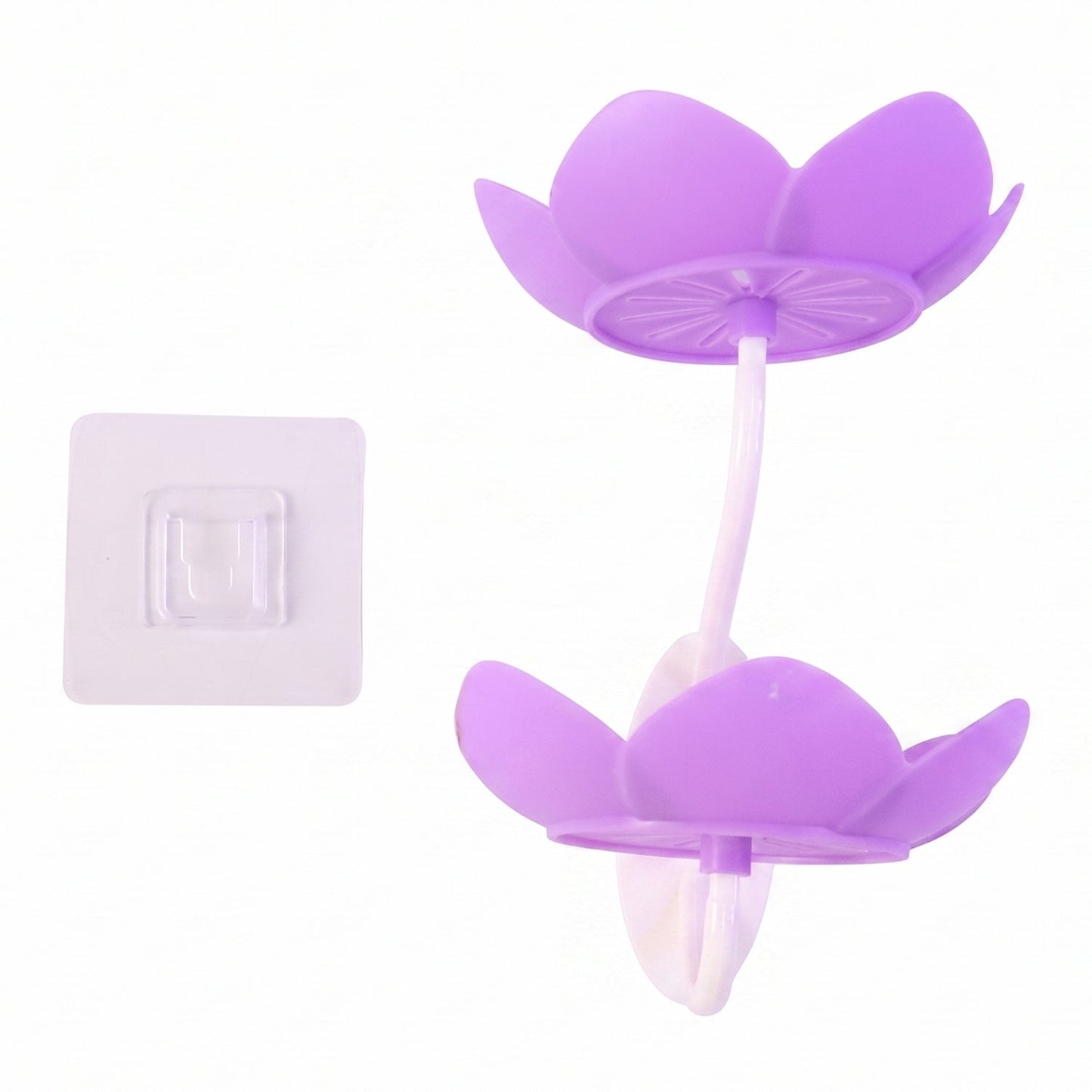 Wukusy flower-shaped double layer plastic soap dish wall-mounted holder, with space for soap and accessories, in white.