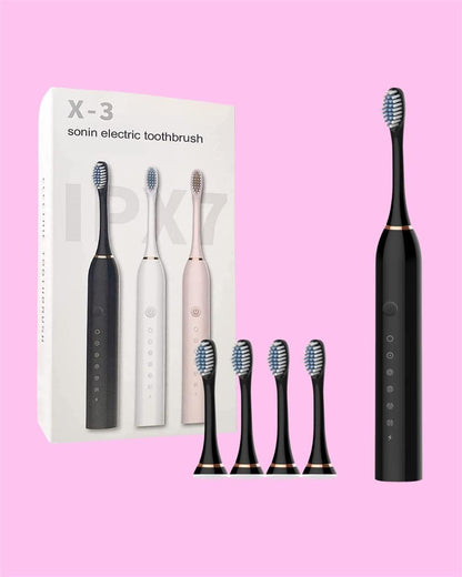 Sonin Electric Toothbrush in white with ergonomic handle and replaceable brush head, designed for effective dental cleaning.