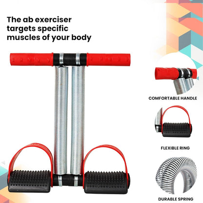 Premium Double Spring Tummy Trimmer Men and Women for Abs Workout, Exercise In Gym, Belly Exercise Waist Trimmer, Tummy Twister (Red & Black)