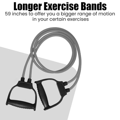 Grey double toning resistance tube with heavy grip, ideal for workouts, used by men and women for strength training and toning.