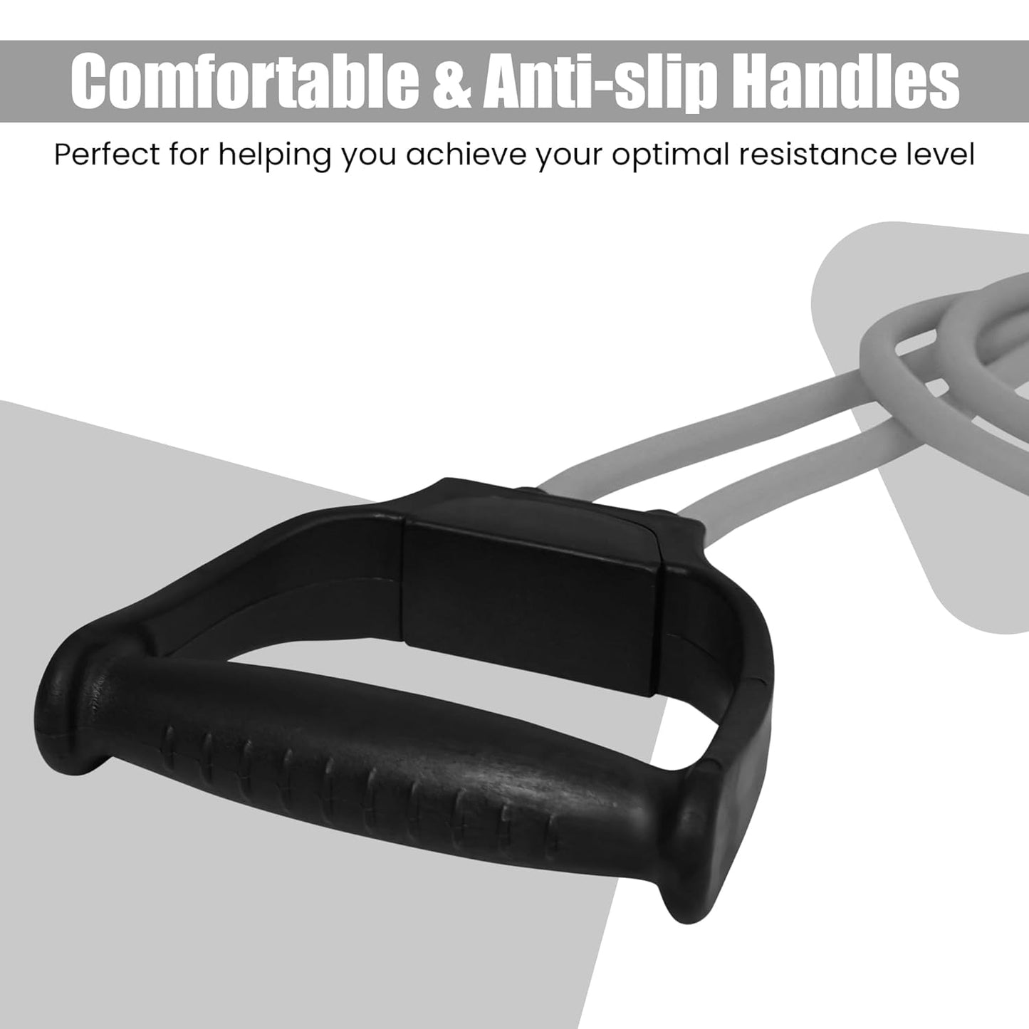 Grey double-toning resistance band with heavy grip for workout exercises, suitable for men and women, by 19227.