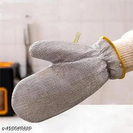 Pair of 19357 wire dishwashing cleaning gloves for kitchen use, ideal for washing dishes and wiping pots.