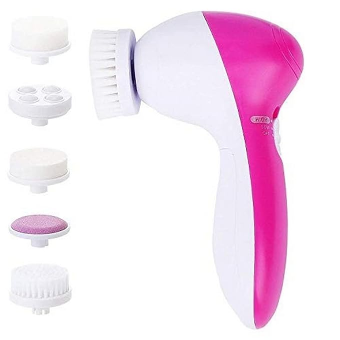 19357 multifunction beauty care facial cleansing brush with 5-in-1 deep clean and face massage features, portable and easy to use.
