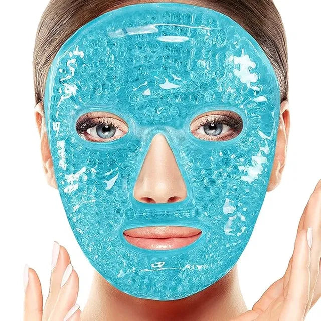 Cold face eye mask by 19384 with ice pack for reducing puffiness and dark circles around the eyes.