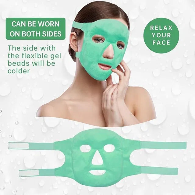 Cold face eye mask by 19384 with ice pack for reducing puffiness and dark circles around the eyes.