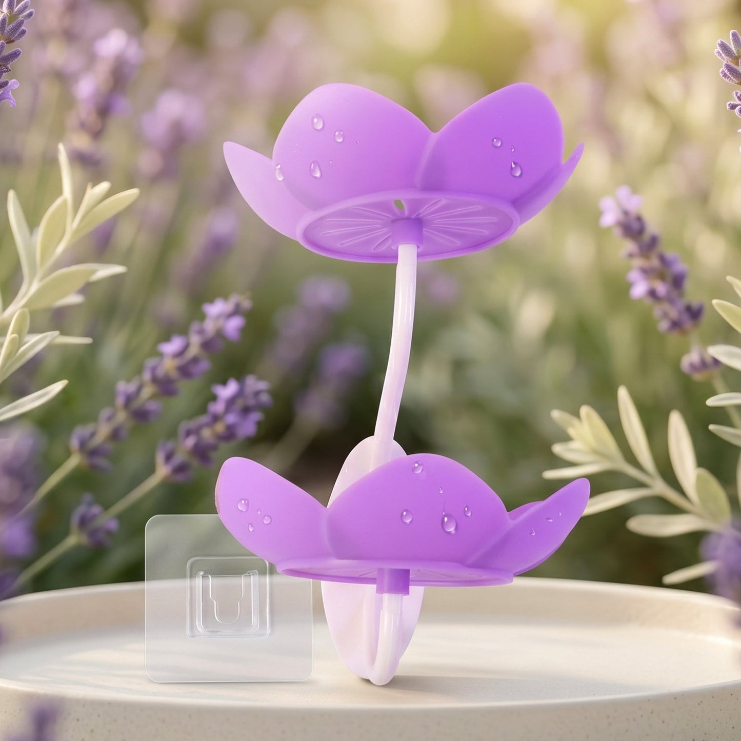 Wall-mounted Wukusy flower-shaped double layer plastic soap dish holder with drainage for bathroom organization.