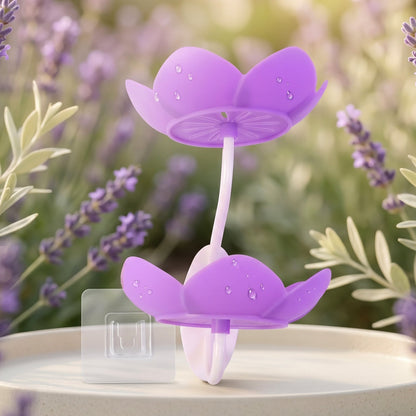 Wall-mounted Wukusy flower-shaped double layer plastic soap dish holder with drainage for bathroom organization.