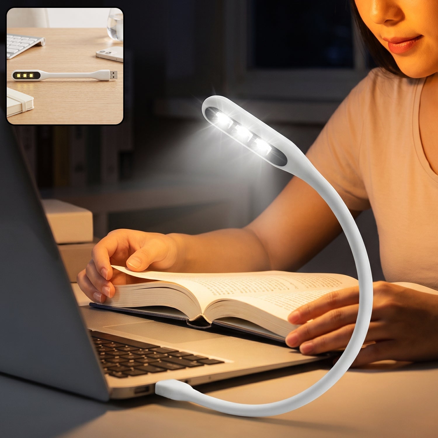 Mini Flexible Usb Led Light Gooseneck Reading Lamp For Laptop (1 Pc)