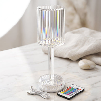 Touch Control Rgb Crystal Led Table Lamp With Remote Control (1 Set)