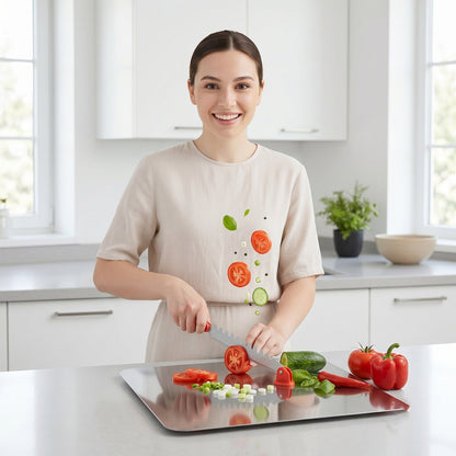 Wukusy stainless steel multipurpose chopping board with hygienic and durable surface for kitchen food prep.