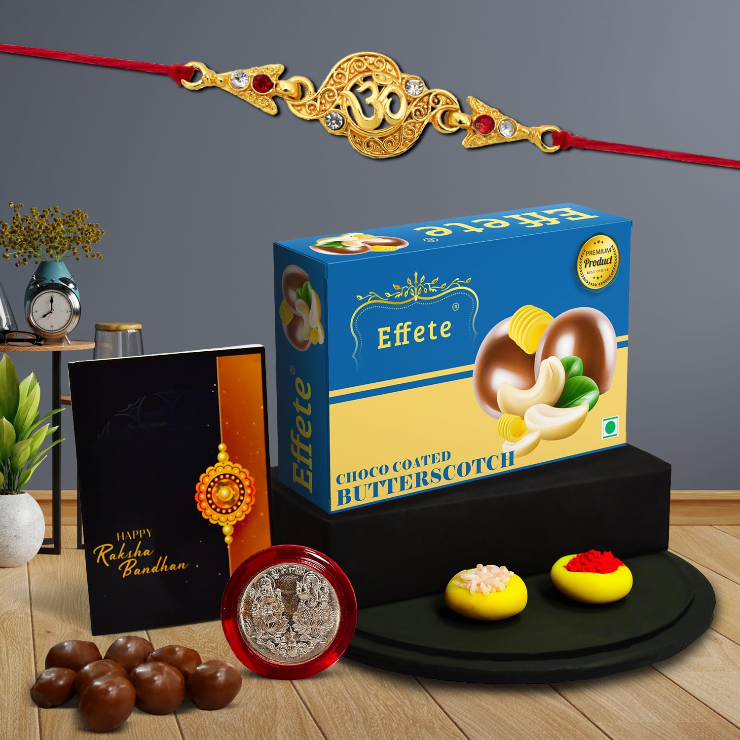 Rakhi For Brother Set Of 1 Combo With Chocolate Butter Scotch 32gm Pooja Coin  Greeting Card Rakhi For Brother And Bhabhi Rakhi With Chocolate Rakhi With Gift For Brother Rakhi For Kids Rakhi Set Rakhi Combo Rakhi With Sweets (K1_404_bs32)