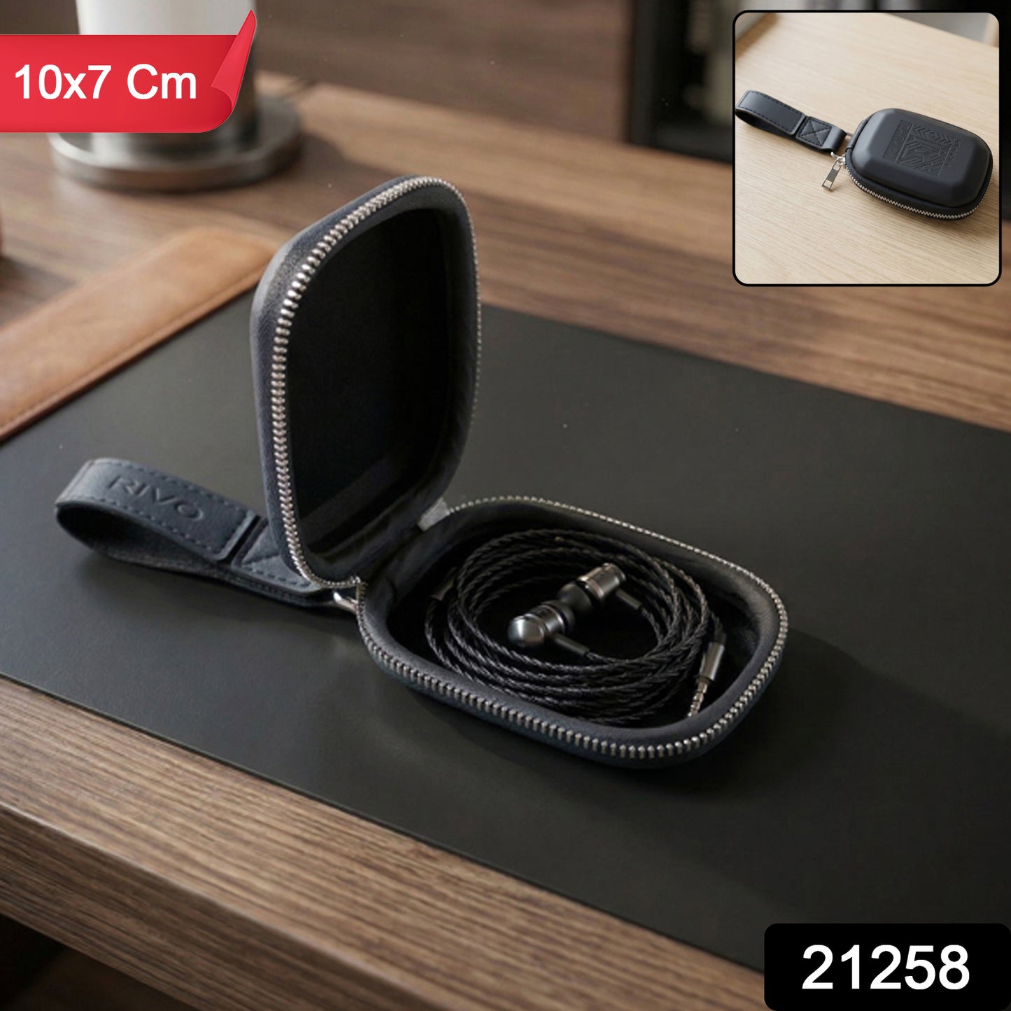 Premium Hard Shell Earphone Carrying Case With Zipper Closure