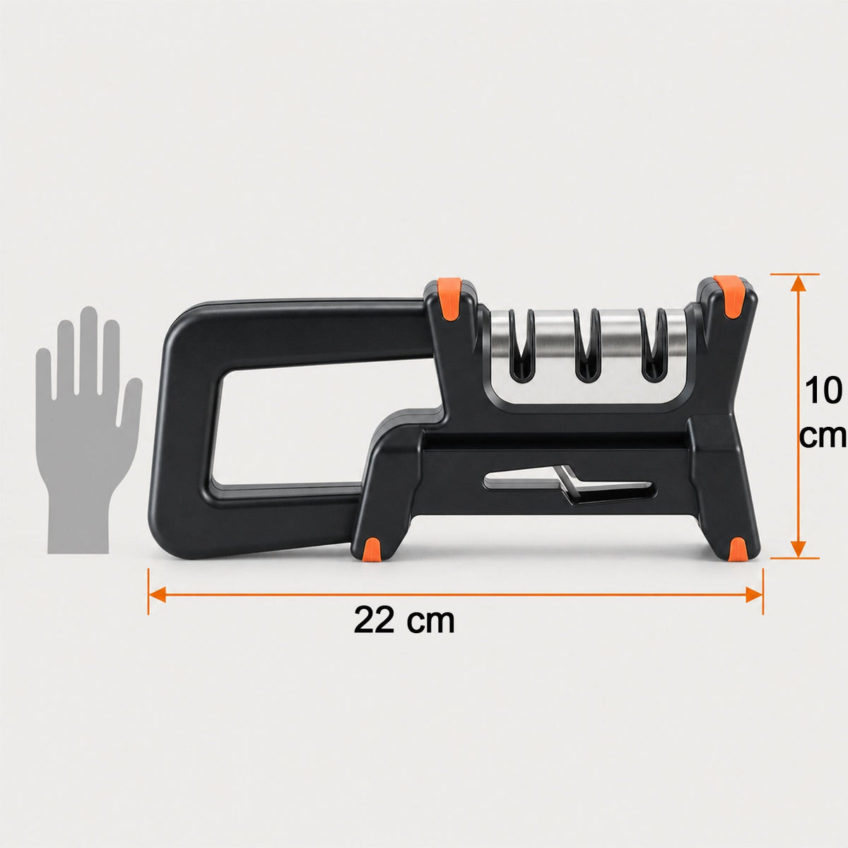 Manual Metal Knife Sharpener With 3 Stage System And Ergonomic Non Slip Handle