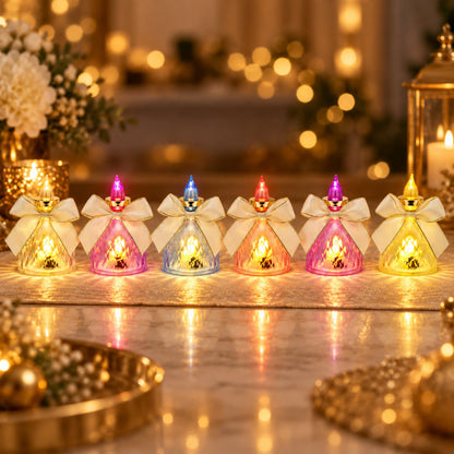 Set of six Wukusy decorative flameless LED candle lights with bows, ideal for home decor and creating a cozy ambiance.