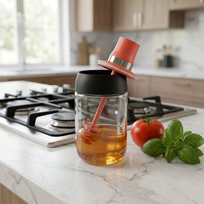 250 Ml Glass Honey Dispenser Bottle With Dipper For Kitchen And Dining Use (1 Pc)