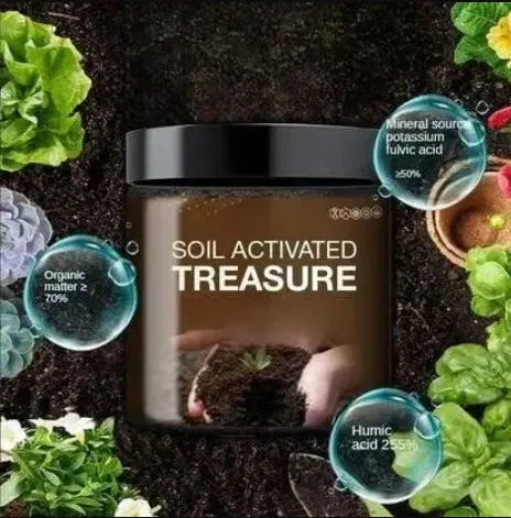 Soil Activated Treasure Premium Soil Activator in 200g packs, shown in the image, designed to boost soil health and fertility.