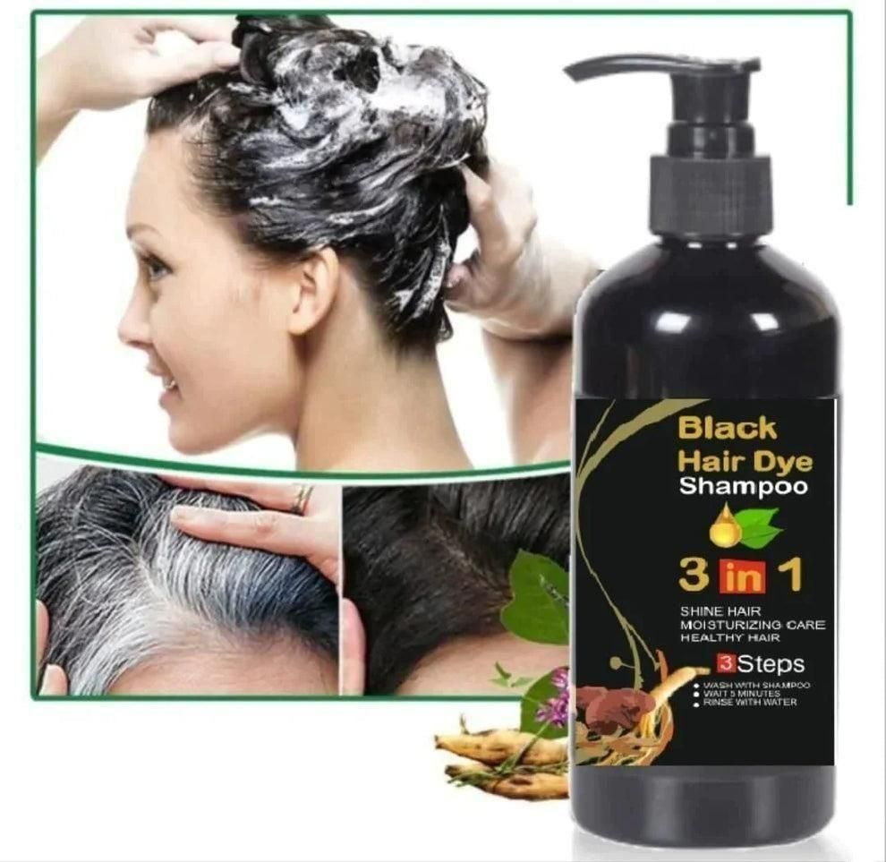 Unisex Drpshippr herbal hair dye shampoo for grey hair, 3-in-1 instant black hair color in 100ml bottle.
