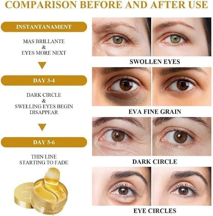 Gold Eye Patches Under Mask Pure Gold Collagen Dark Circles Remover Puffiness Reducer Wrinkle Repair