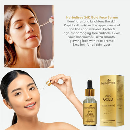 24K gold face serum by Drpshippr in a 30ml bottle, designed for moisturizing, anti-aging, and wrinkle reduction.