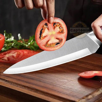 Stainless steel kitchen knife from the 25560 knife set, featuring a sharp blade and ergonomic handle for precise cutting.