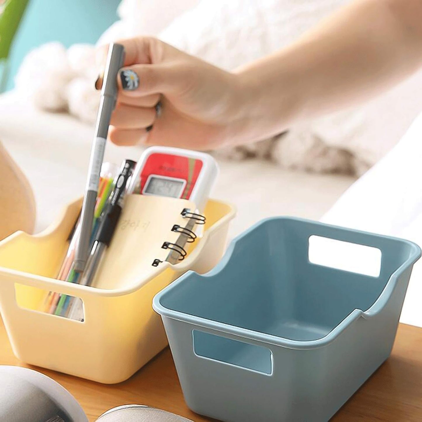 Set of four Wukusy multi-purpose storage baskets, 15x10.5 cm, ideal for home and kitchen organization.