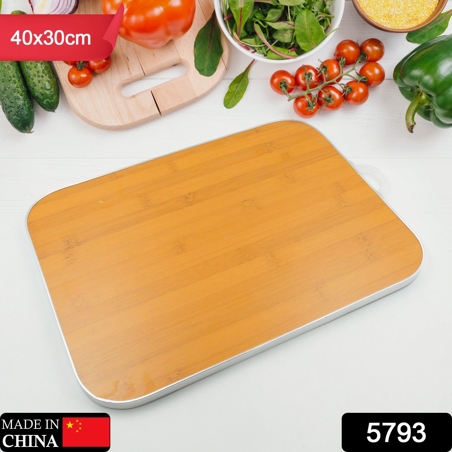 Wukusy large wooden chopping board for kitchen, ideal for vegetable and fruit cutting, sturdy household cutting and knife board
