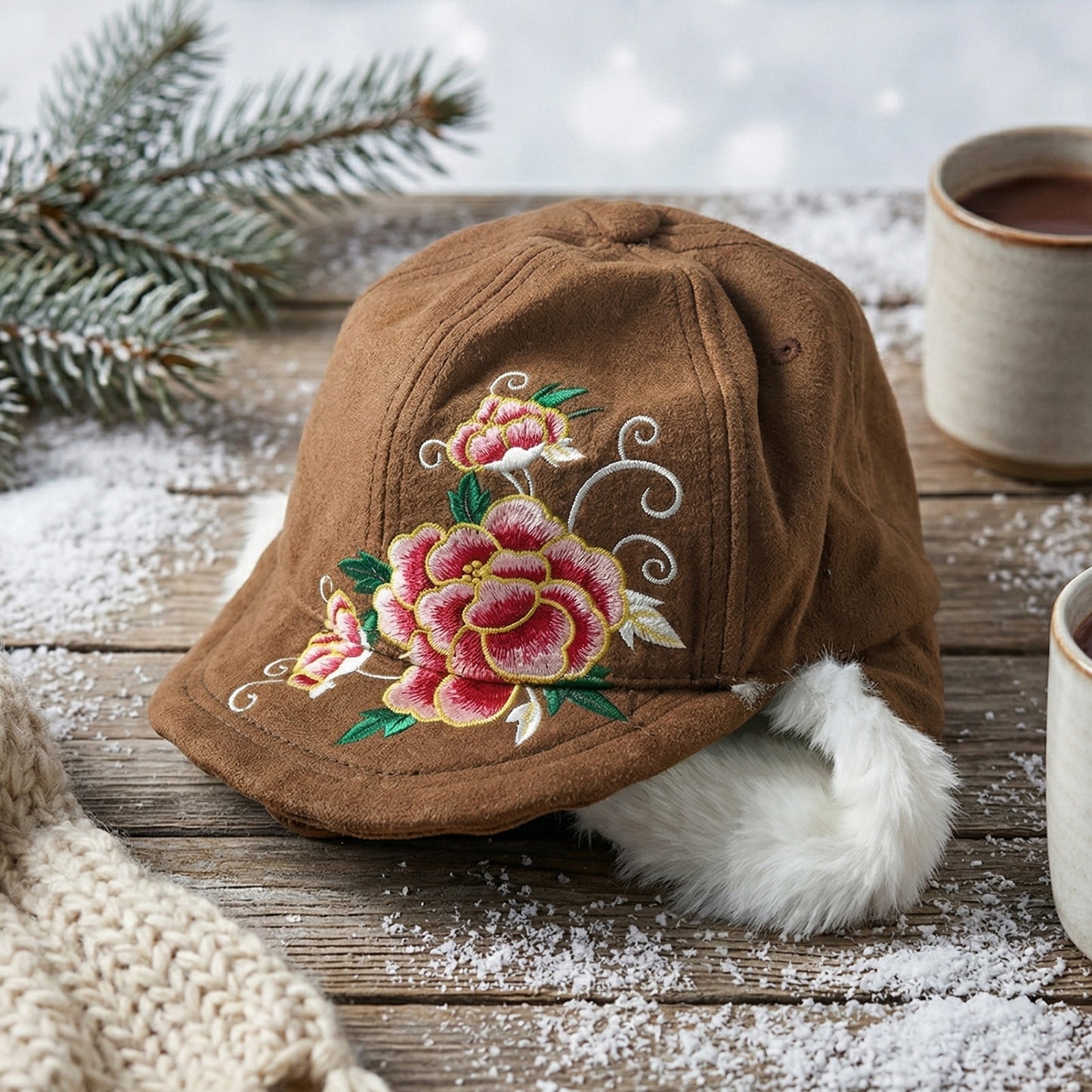 Wukusy women's premium winter ear flap cap with cozy fabric and ear protectors, suitable for cold weather.