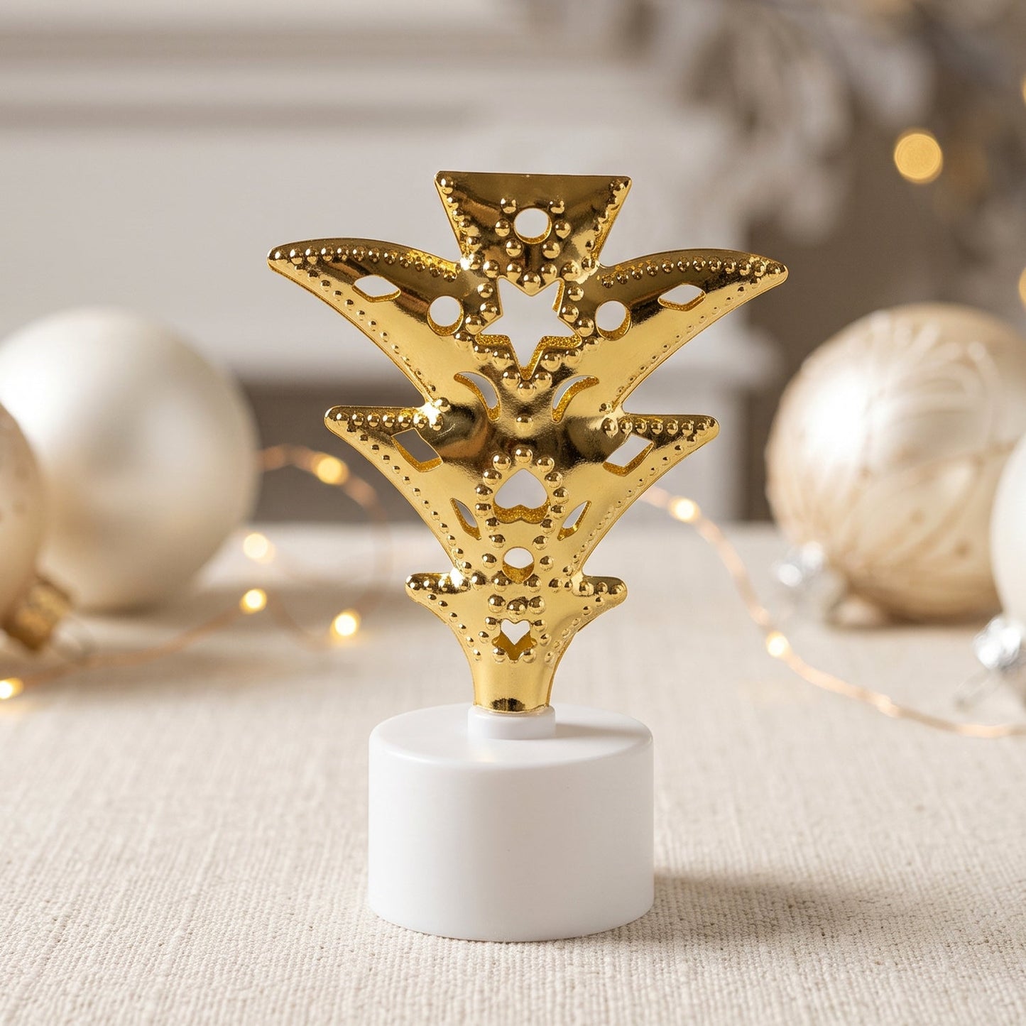 Set of 12 golden Christmas tree LED tealight candles by Wukusy, ideal for home and festive holiday décor.