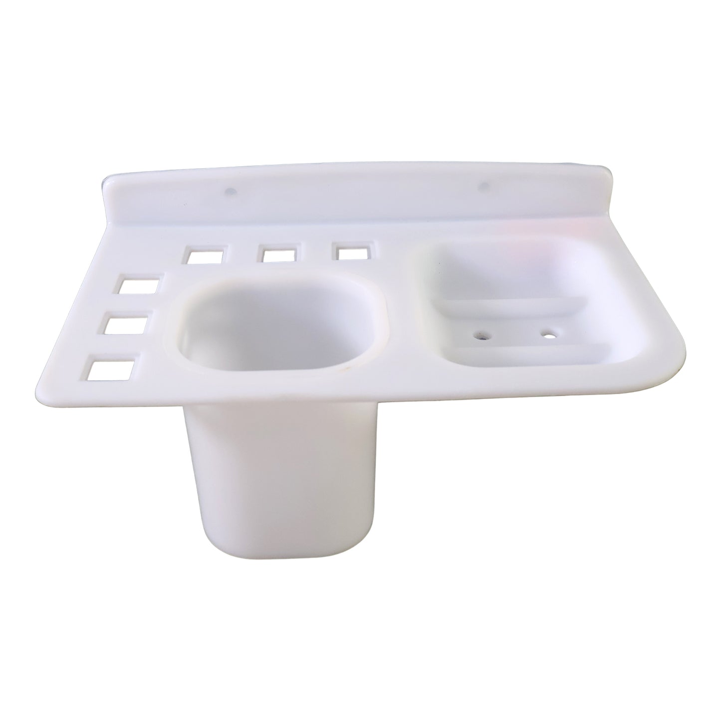 3in1 Wall Mounted Multi-compartment Toothbrush  Soap Holder With Cup (1 Pc)