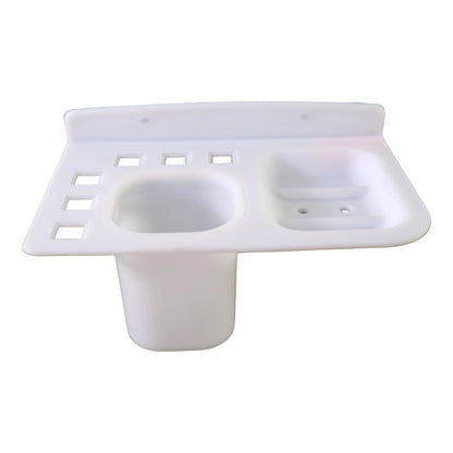 3in1 Wall Mounted Multi-compartment Toothbrush  Soap Holder With Cup (1 Pc)
