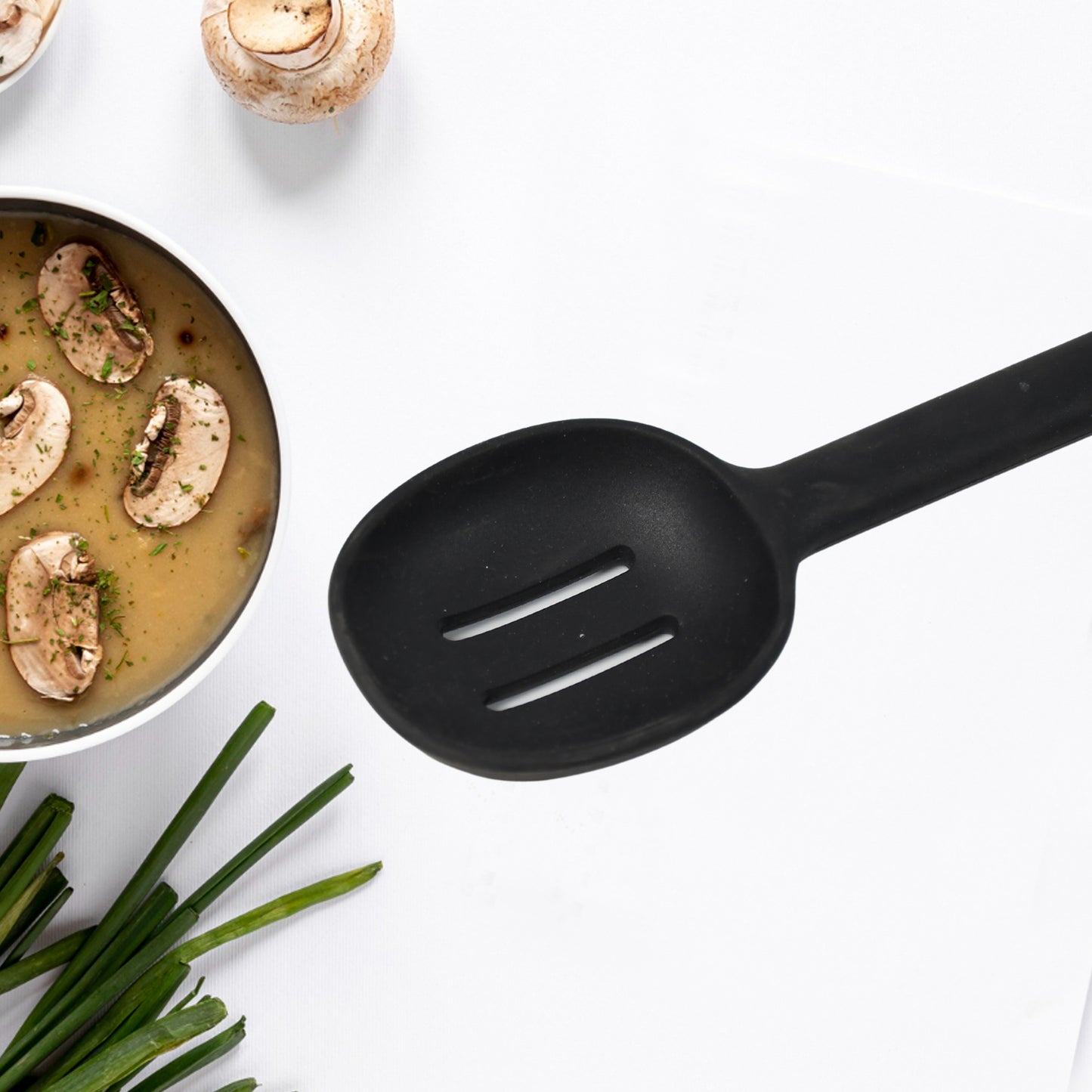 Wukusy 5377 silicone non-stick heat-resistant kitchen spoon, durable and flexible kitchen tool for cooking and stirring.