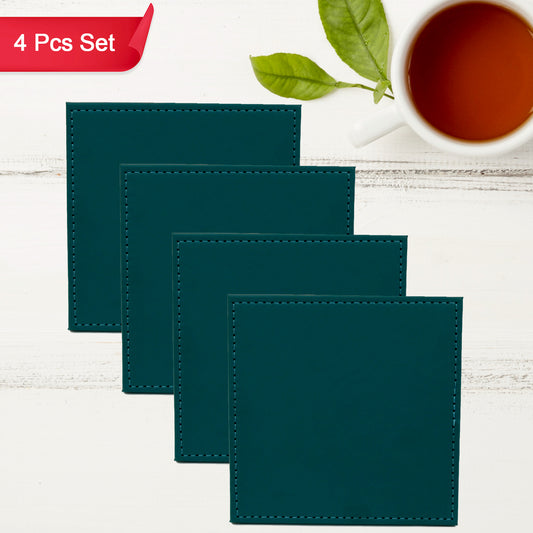 Wukusy square leather tea coaster set for dining tables, hot pots, and cups, durable and stylish home or office decor accessories.