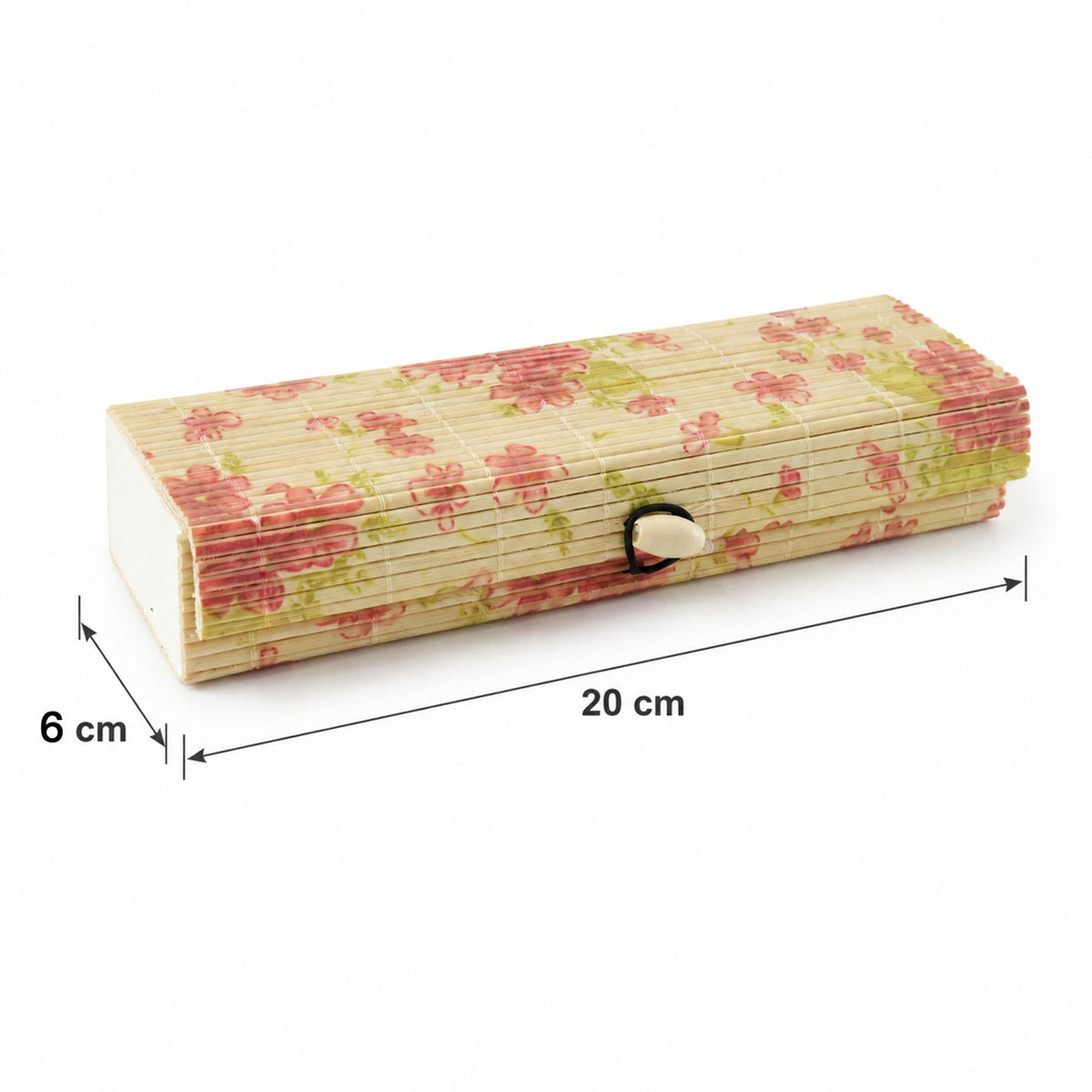 Decorative Wooden Floral Empty Storage Box With Roll Top Lid For Home (1 Piece)