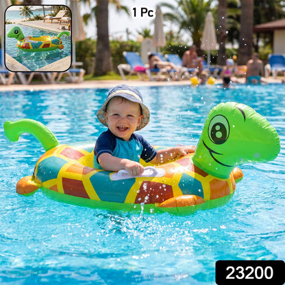 Kids Inflatable Turtle Swim Ring Pool Float With Handle Grip  1 Pc
