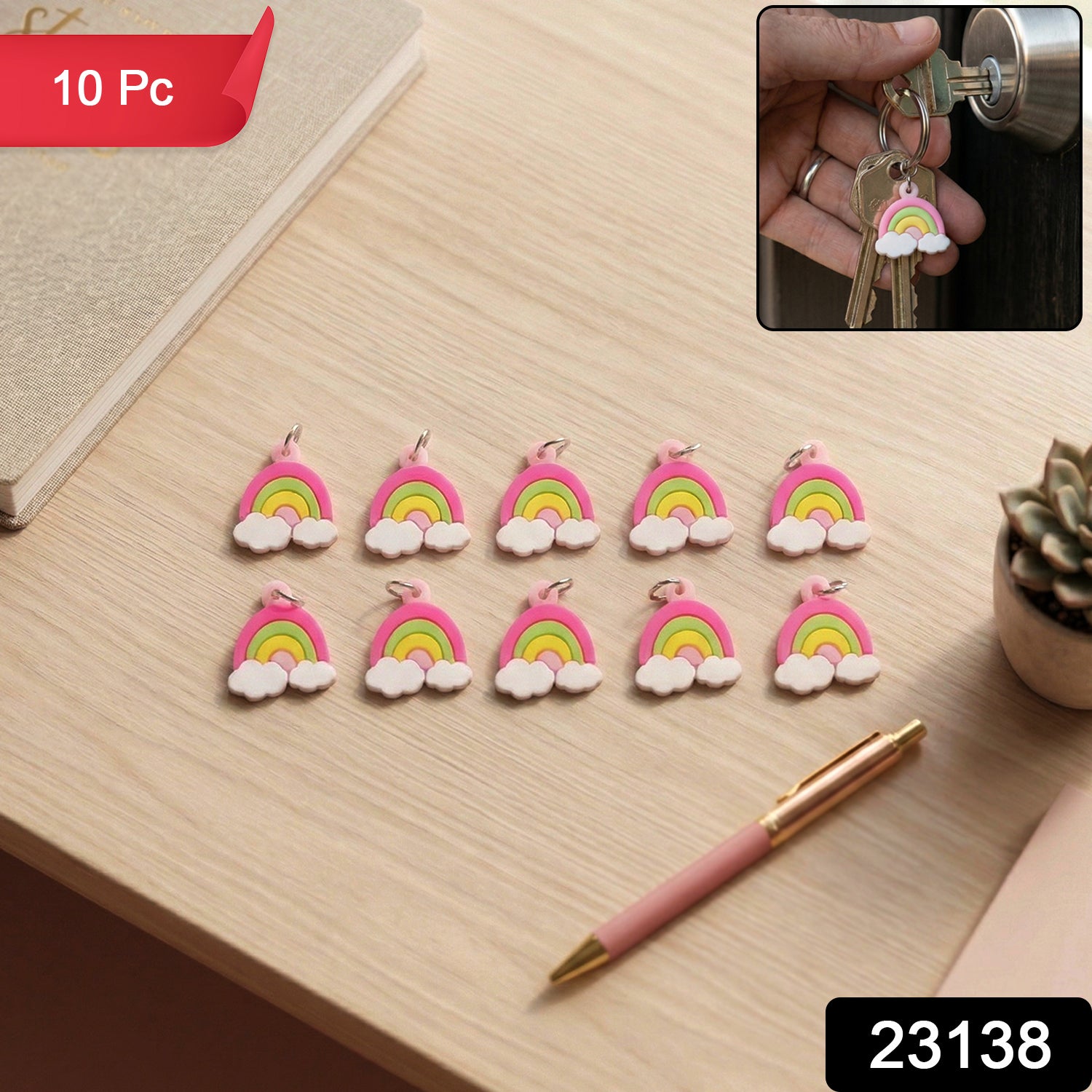 Cute Rainbow Cloud Bag Charm Keychain Set (10 Pc)