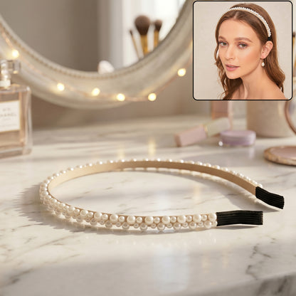 Double Layer Pearl Hairband Stylish Headband For Girls (1 Pc)