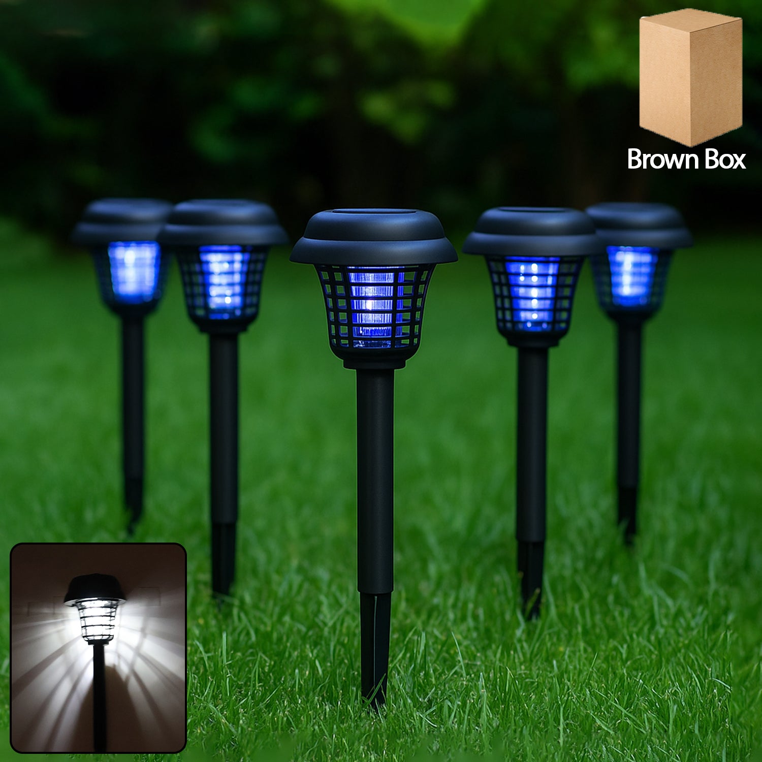 Set of five Wukusy solar-powered mosquito killer garden lights with LED bulbs and insect traps for outdoor pest control