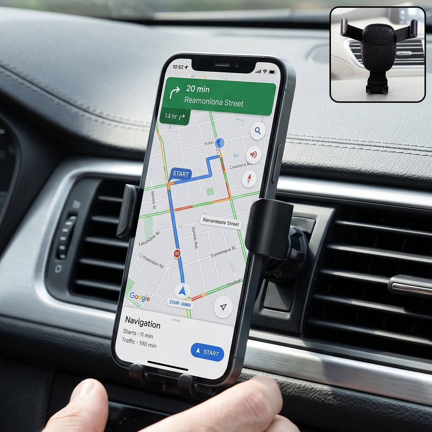 Gravity Car Mobile Phone Holder With Air Vent Mount And An Auto Lock Grip (1 Pc)