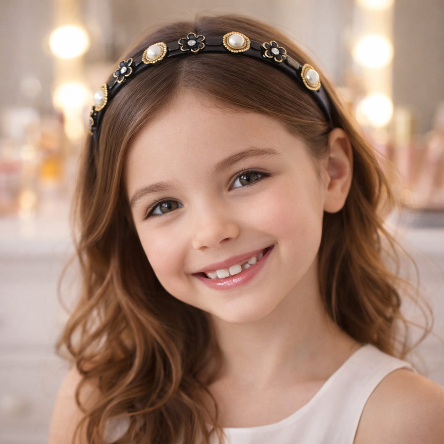 Elegant Pearl  Floral Designer Hairband For Women  Girls 1 Pc