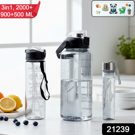 3 In 1 Multipurpose Water Bottle Set(2000 Ml+ 900 Ml+ 500 Ml 3 Pc Set)