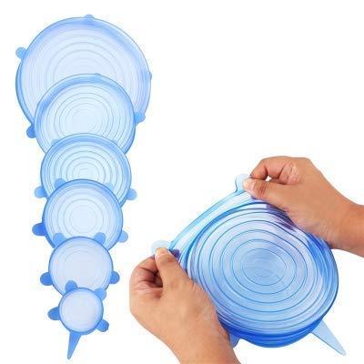 Wukusy 2118 silicone stretchable lid set for containers, featuring reusable silicone lids and covers