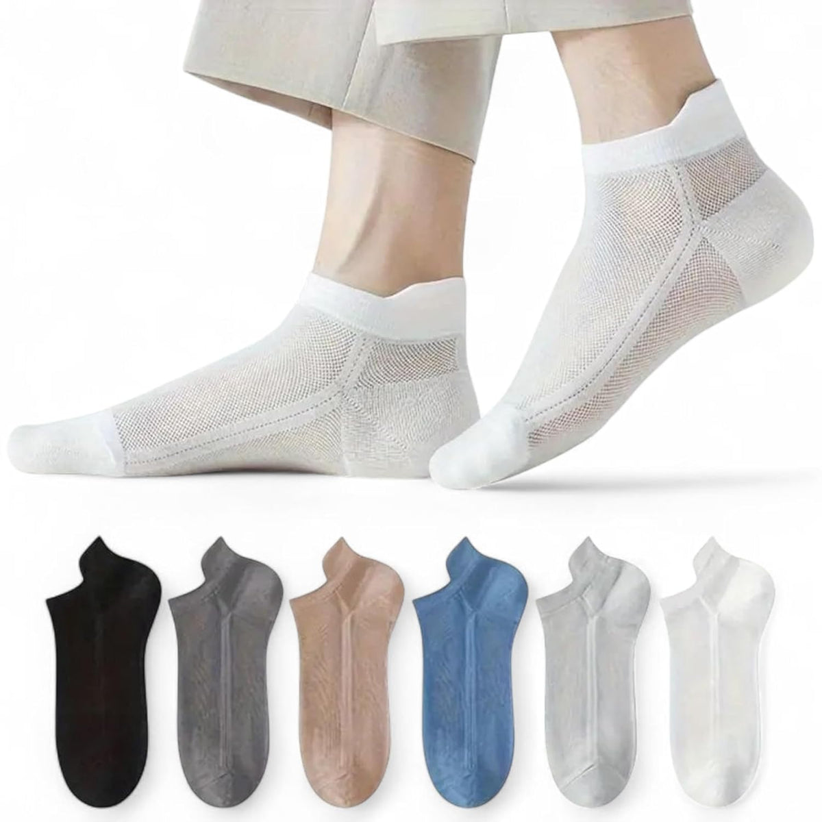 Men & Women Woven Ankle Length Socks (Pack of 6)