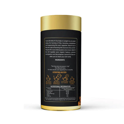 Freshville Belly Fit Tea in a glass tea pot, showcasing the herbal blend and brewing process for healthy digestion.
