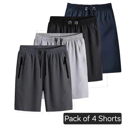 Set of four men's stretchable cotton shorts in various colors, designed for comfort and casual wear by brand 34751.